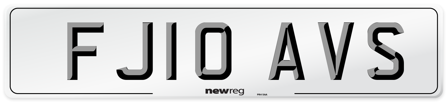 FJ10 AVS Number Plate from New Reg